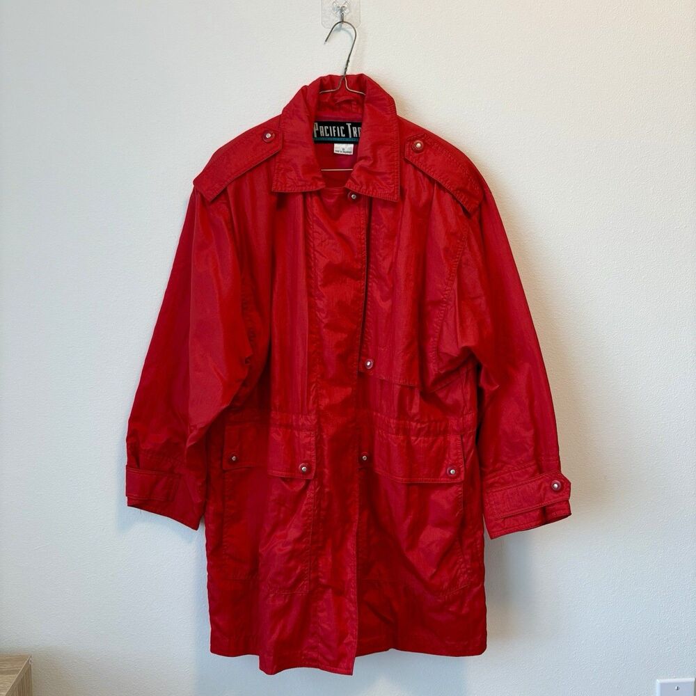 Vintage Pacific Trail Red Cotton Field Jacket Women's S Utility Hiking Solid